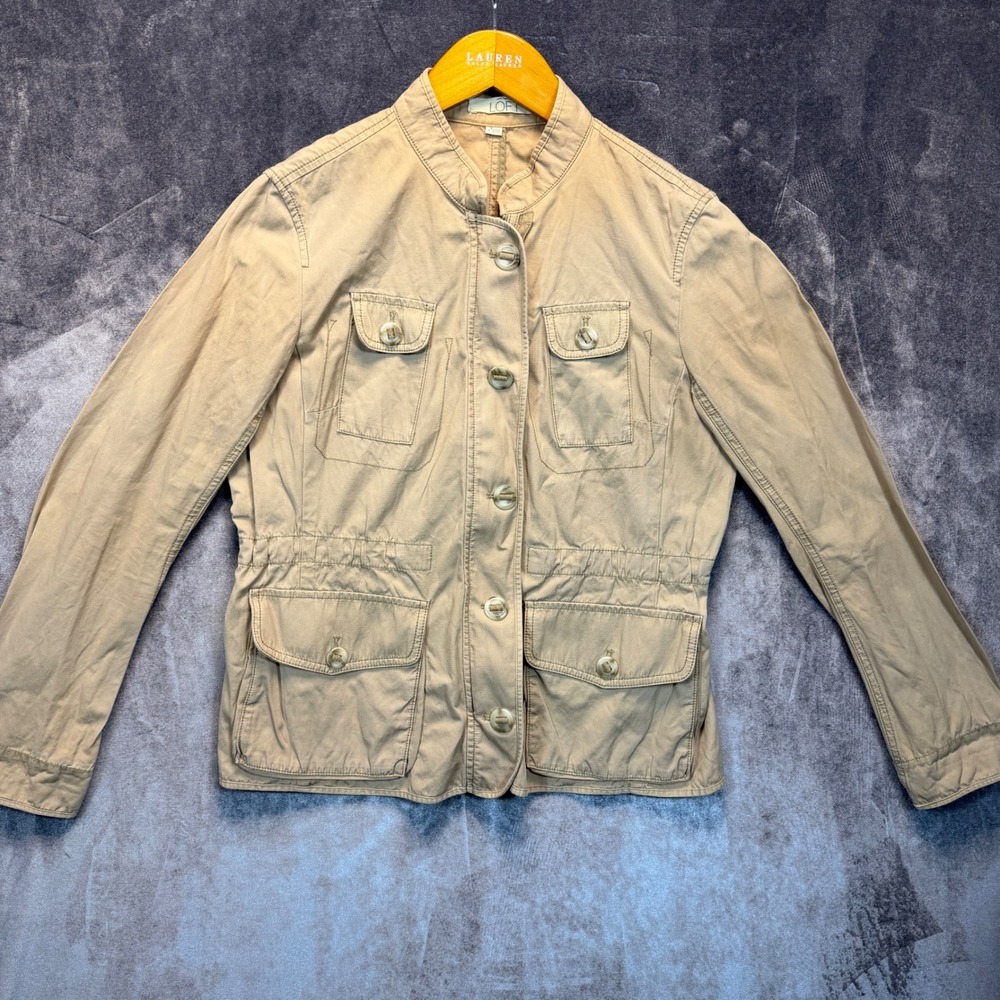 Ann Taylor Loft Field Jacket Womens Tan Regular Size M Utility Safari Military